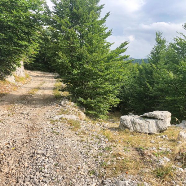 Weg zum Velika-Pass in Montenegro in der Bergwelt der Kučka krajina